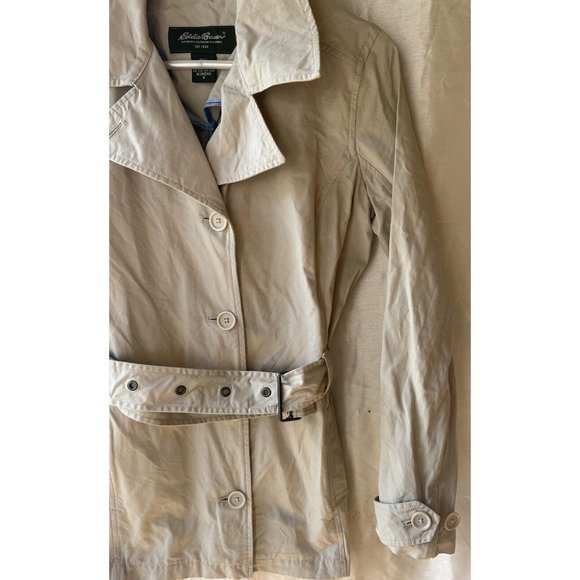 Eddie Bauer Women's‎ Belted Trench Coat Beige Small 100% Cotton - Picture 3 of 6